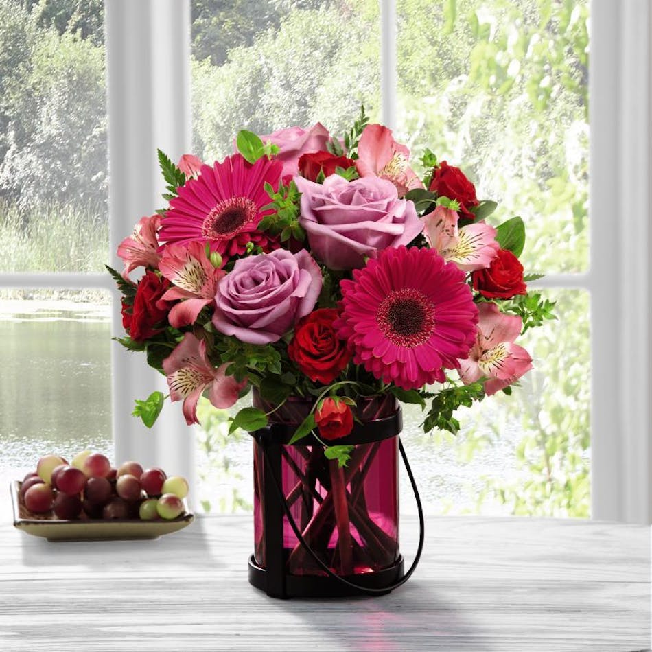 Pink Flowers in a Pink Lantern Vase