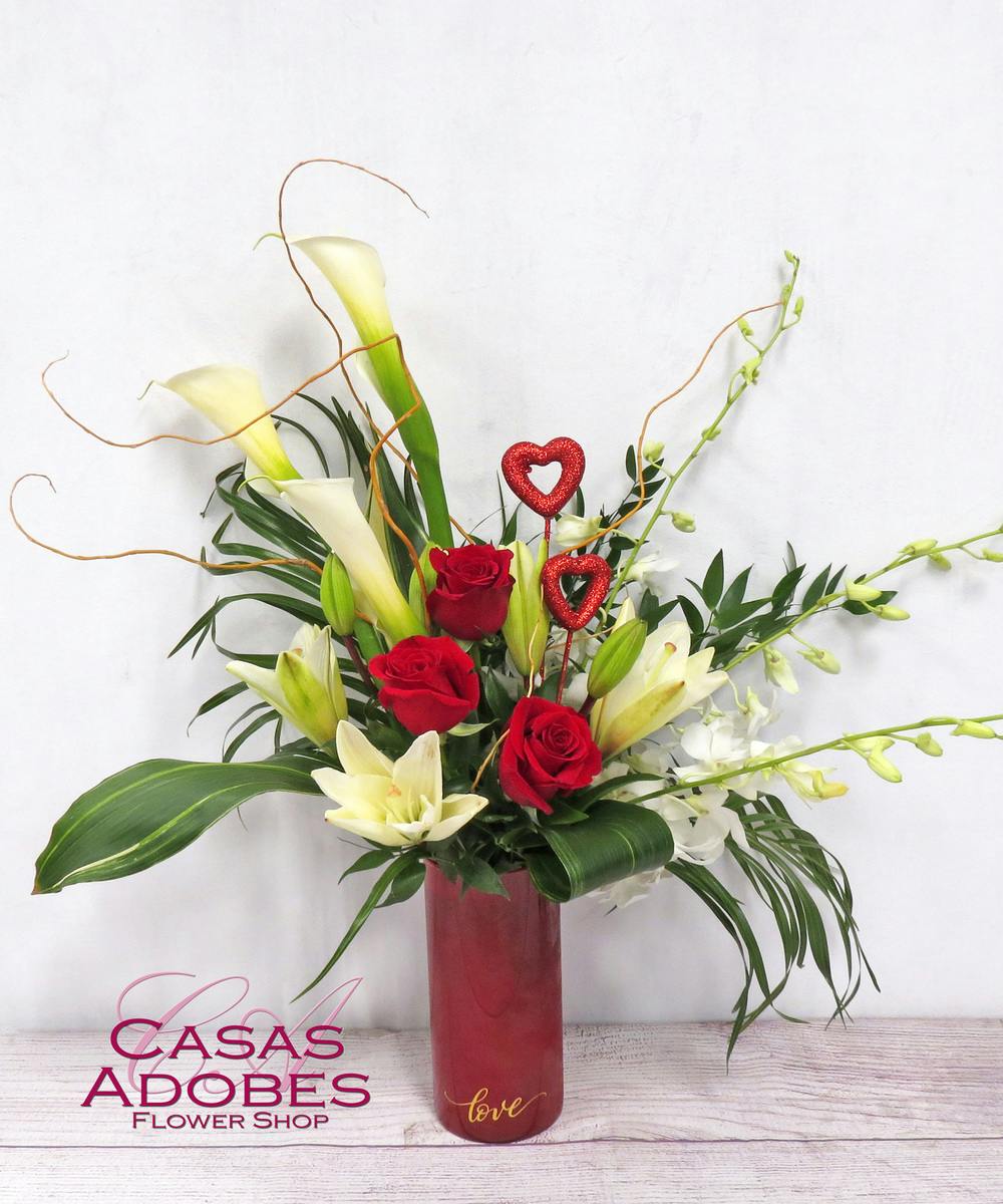 Calla Lily & Rose Valentine's Bouquet Tucson Florist