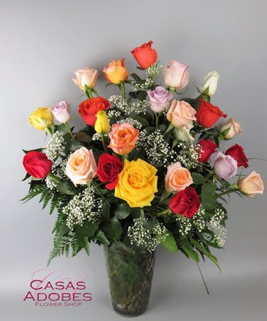 Tucson Az 24 Colored Roses Delivery Casas Adobes Florist